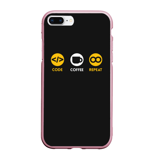 Чехол для iPhone 7Plus/8 Plus матовый Code Coffee Repeat, цвет розовый