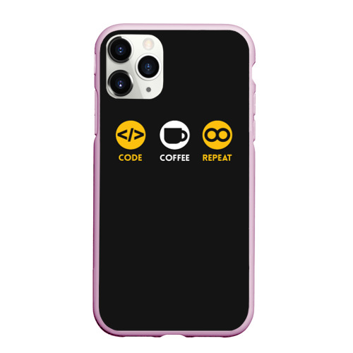 Чехол для iPhone 11 Pro Max матовый Code Coffee Repeat, цвет розовый