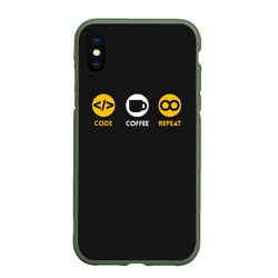 Чехол для iPhone XS Max матовый Code Coffee Repeat