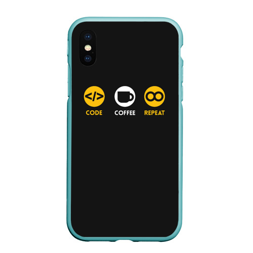 Чехол для iPhone XS Max матовый Code Coffee Repeat, цвет мятный