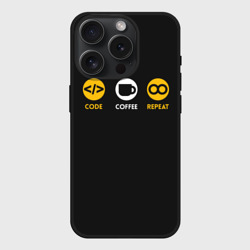 Чехол силиконовый для Apple iPhone 15 Pro матовый Code Coffee Repeat