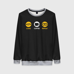 Женский свитшот 3D Code Coffee Repeat