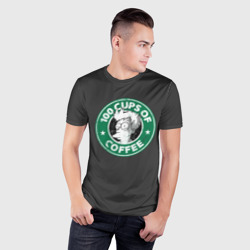 Мужская футболка 3D Slim 100 cups of coffee - фото 2