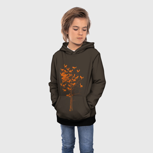 Детская толстовка 3D Дерево Лисиц, цвет черный - фото 3