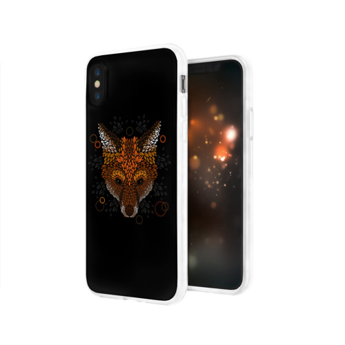 Чехол для Apple iPhone X силиконовый глянцевый Лиса из Листьев Фото 01 Чехол для Apple iPhone X силиконовый глянцевый Лиса из Листьев Фото 01
