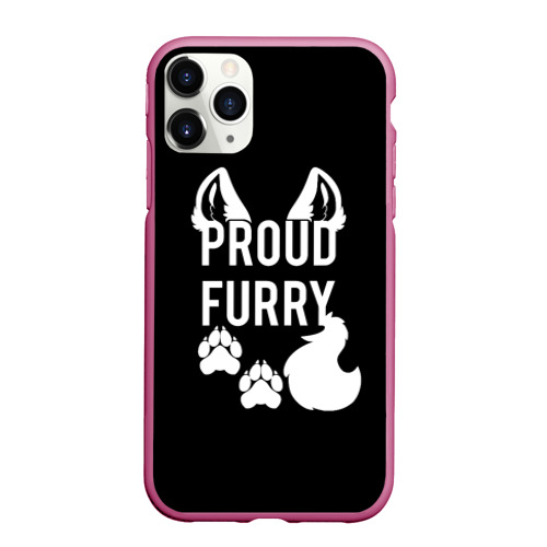 Чехол для iPhone 11 Pro Max матовый Proud Furry, цвет малиновый