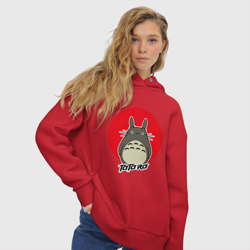Женское худи Oversize хлопок Totoro, цвет красный - фото 4