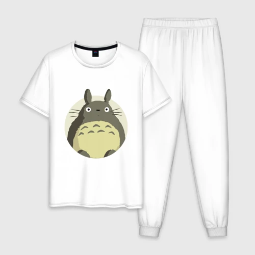 Мужская пижама с белой футболкой хлопок Totoro