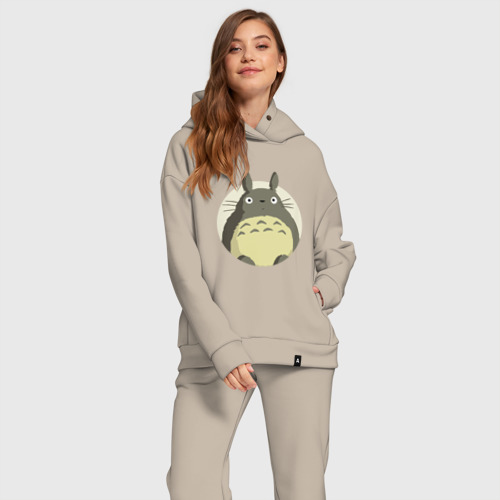 Женский костюм хлопок Oversize Totoro, цвет миндальный - фото 2