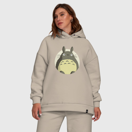 Женский костюм хлопок Oversize Totoro, цвет миндальный - фото 5