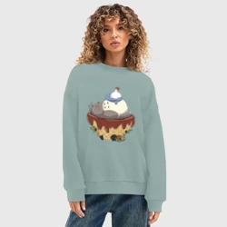 Женский свитшот oversize без начеса хлопок Сладкий Тоторо - фото 2
