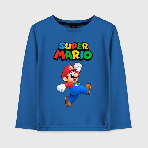 Детский лонгслив хлопок Super Mario, цвет синий