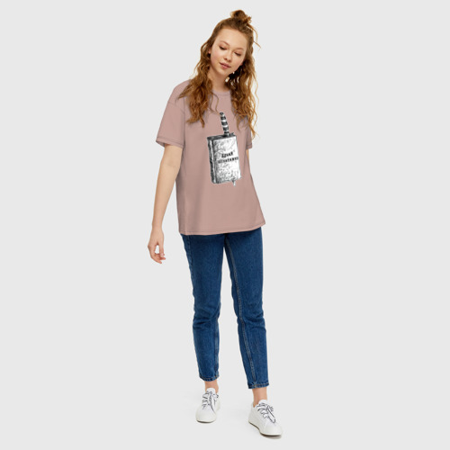 Женская футболка хлопок Oversize Думай позитивно, цвет пыльно-розовый - фото 5
