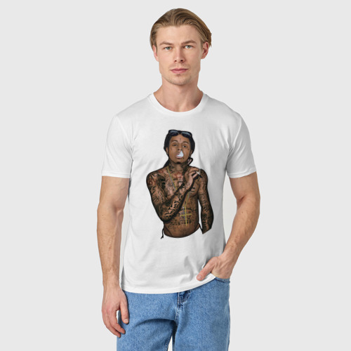 Мужская футболка хлопок Lil Wayne, цвет белый - фото 3