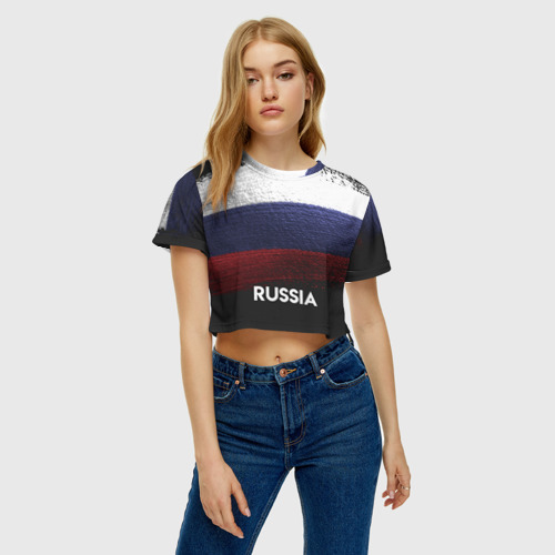 Женская футболка Crop-top 3D Russia(Россия), цвет 3D печать - фото 3