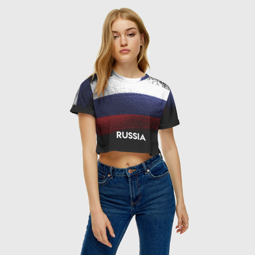 Женская футболка Crop-top 3D Russia(Россия), цвет 3D печать - фото 4