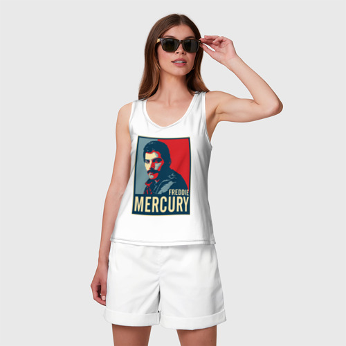 Женская майка хлопок Freddie Mercury, цвет белый - фото 3