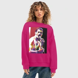 Женский свитшот oversize без начеса хлопок Freddi - фото 2