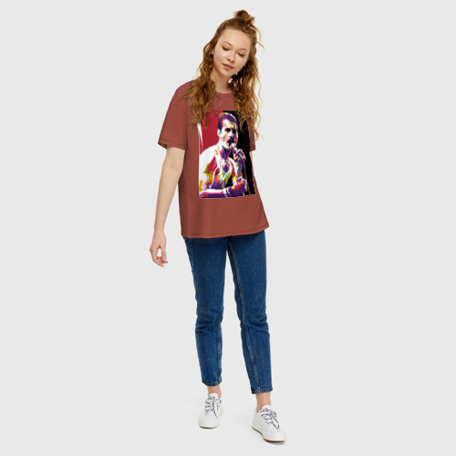 Женская футболка хлопок Oversize Freddi, цвет кирпичный - фото 5