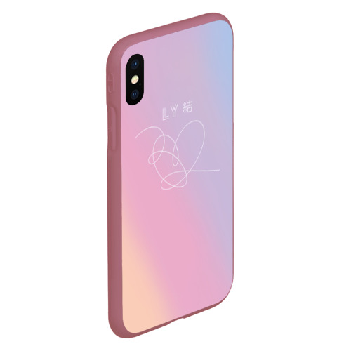 Чехол для iPhone XS Max матовый BTS, цвет малиновый - фото 3