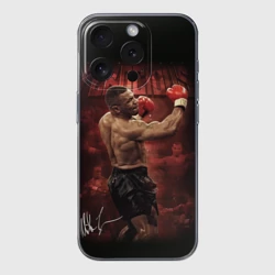 Чехол для iPhone 15 Pro силиконовый с защитой камеры Myke Tyson 8