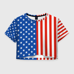 Женская футболка Crop-top 3D Американский Флаг