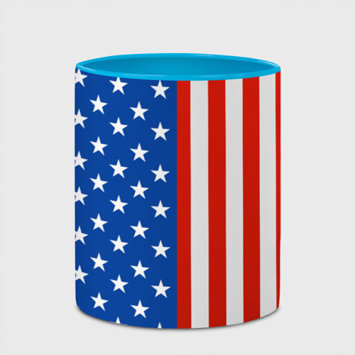 Кружка с полной запечаткой Американский Флаг, цвет белый + небесно-голубой - фото 4
