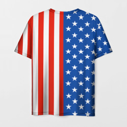 Футболка с принтом Американский Флаг для мужчины, вид сзади №1. Цвет основы: белый