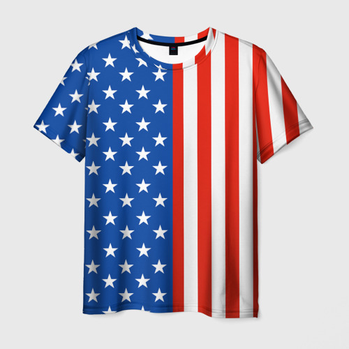 Мужская футболка с принтом Американский Флаг, вид спереди №1
