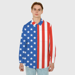 Мужская рубашка oversize 3D Американский Флаг - фото 2