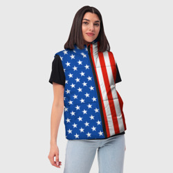 Женский жилет утепленный 3D Американский Флаг - фото 2