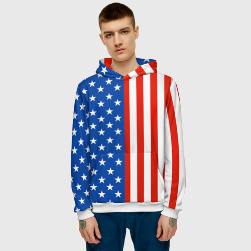 Мужская толстовка 3D Американский Флаг, цвет белый - фото 3