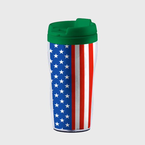 Термокружка-непроливайка Американский Флаг, цвет зеленый