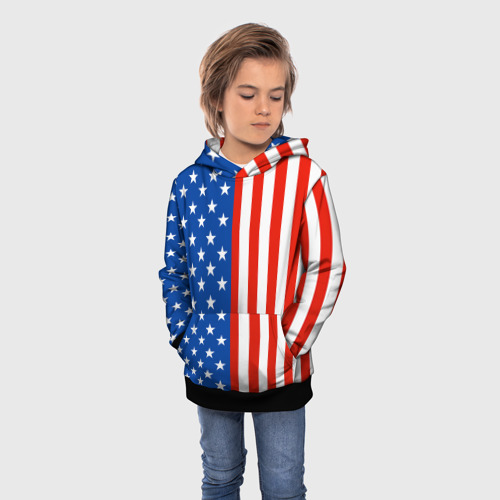 Детская толстовка 3D Американский Флаг, цвет черный - фото 3