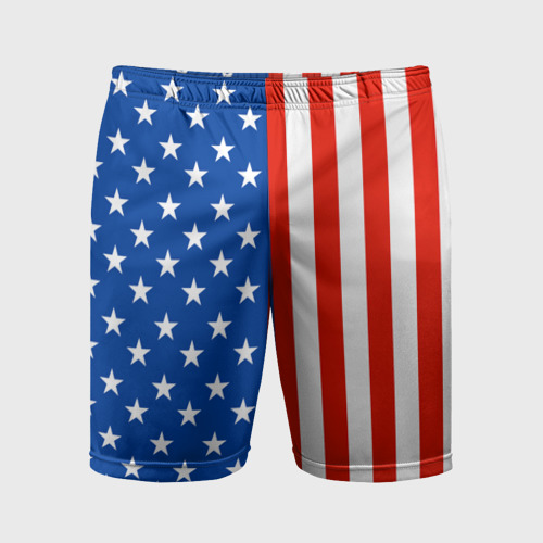 Мужские шорты спортивные Американский Флаг, цвет 3D печать