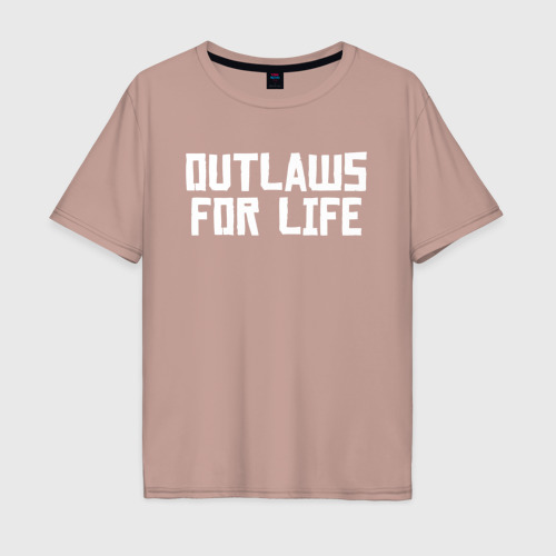 Мужская футболка хлопок Oversize Outlaws for life RDR2, цвет пыльно-розовый