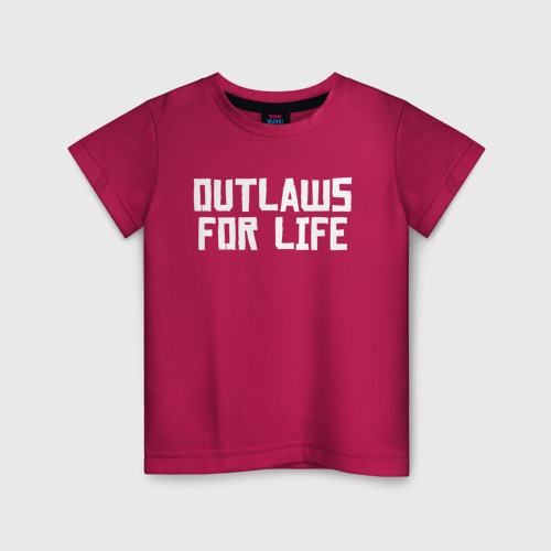 Детская футболка хлопок Outlaws for life RDR2, цвет маджента