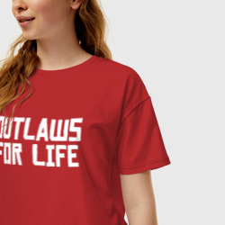 Женская футболка хлопок Oversize Outlaws for life RDR2 - фото 2