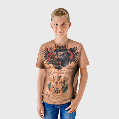 Детская футболка 3D МакГрегор татуировки, цвет 3D печать - фото 3