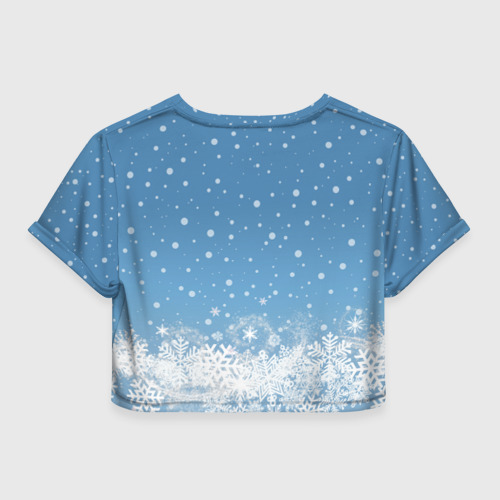 Женская футболка Crop-top 3D Зимний поросёнок, цвет 3D печать - фото 2