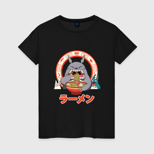 Женская футболка хлопок Totoro, цвет черный
