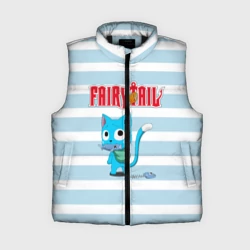 Женский жилет утепленный 3D Кот на полосочках