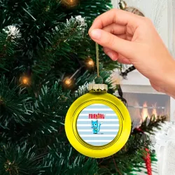 Ёлочный шар стеклянный/пластиковый Кот на полосочках - фото 2