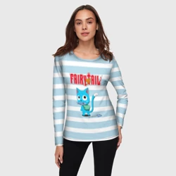 Женский лонгслив 3D Кот на полосочках - фото 2