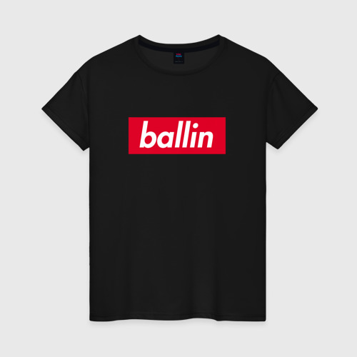 Женская футболка хлопок Ballin (Kizaru), цвет черный