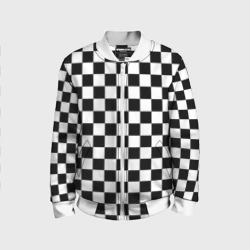 Детский бомбер 3D Шахматная клетка - узор черно белый Бойчик