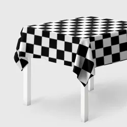 Скатерть 3D Шахматная клетка - узор черно белый Бойчик