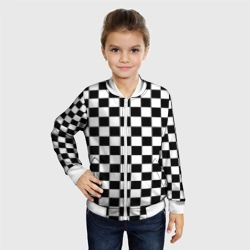 Детский бомбер 3D Шахматная клетка - узор черно белый Бойчик - фото 2