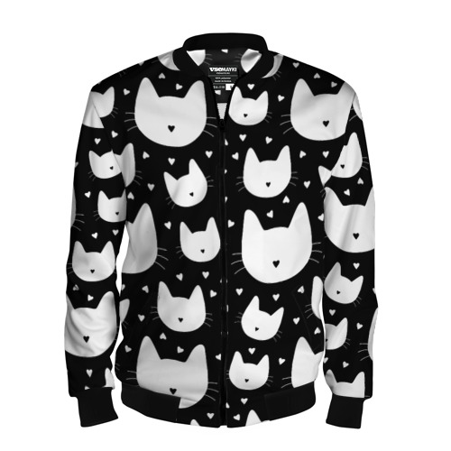 Мужской бомбер 3D Love Cats Pattern, цвет черный