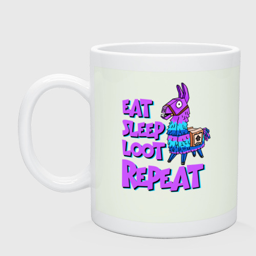 Кружка керамическая Eat, Sleep, Loot, Repeat, цвет фосфор